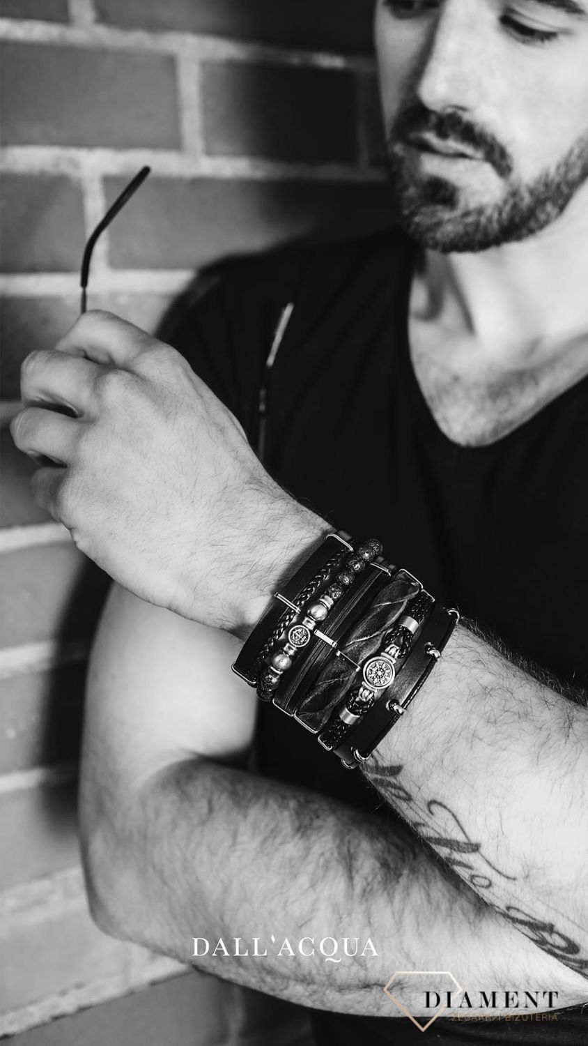 Bransoletka dla mężczyzny Dall'acqua 'Czarna kotwica' ✓Bransoletka ze skóry w Sklepie z Biżuterią zegarki-diament.pl✓ Prezent dla ukochanego (5).JPG